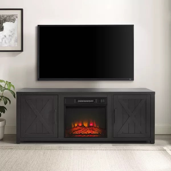 Gordon 58 Low Profile Tv Stand With Fireplace - Black